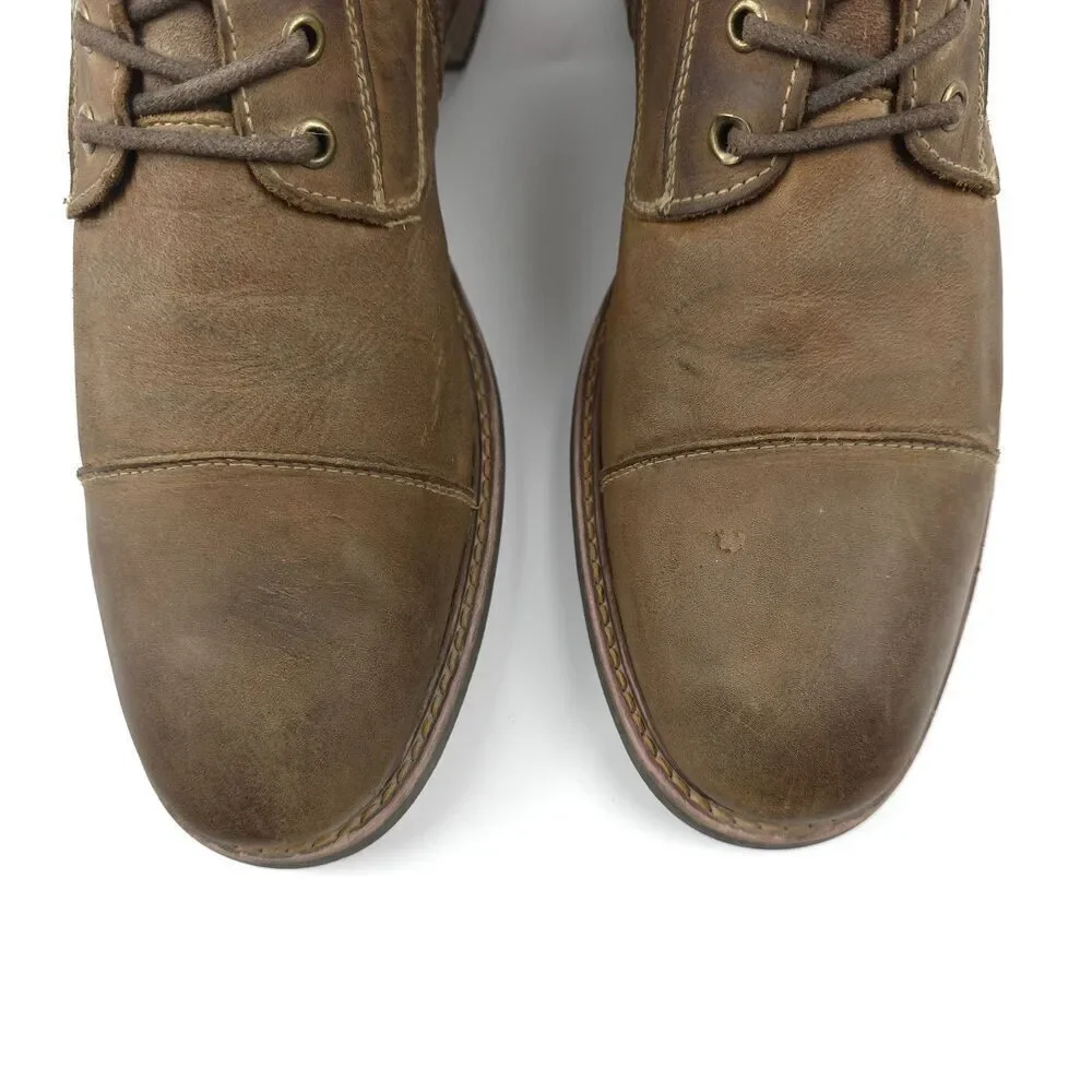 FLORSHEIM Lodge Cap Toe Brown Leather Boots Western Boho Bespoke Indie Cowboy
